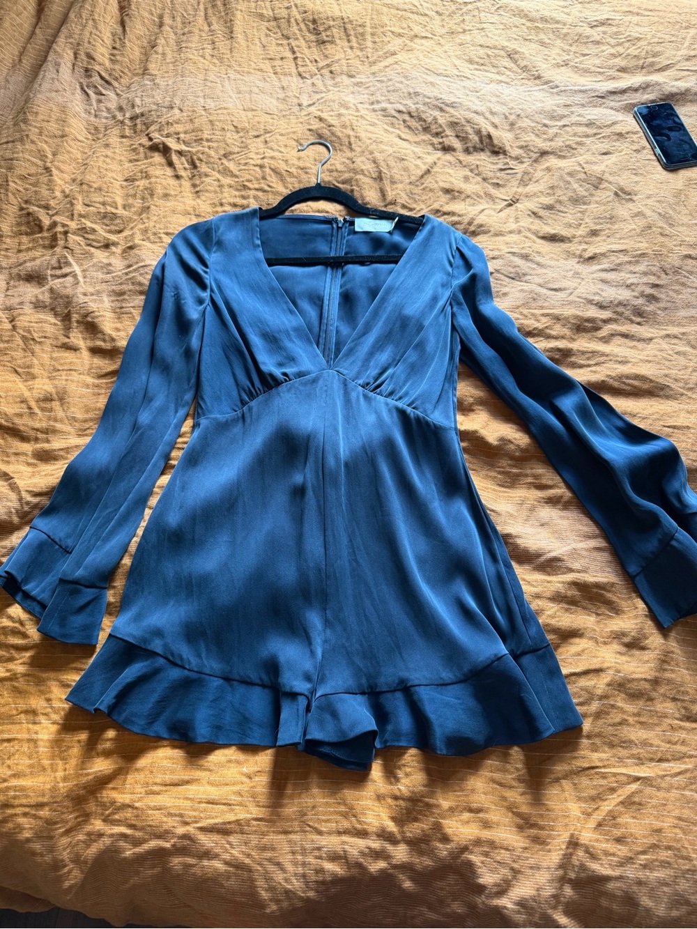 Zimmerman Blue V-Neck Long Sleeve Romper